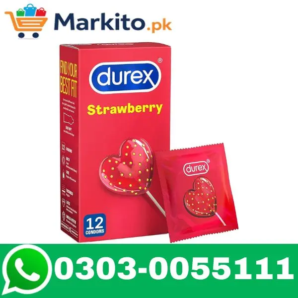 Durex Strawberry Flavoured Condoms With Dots 12 Pack