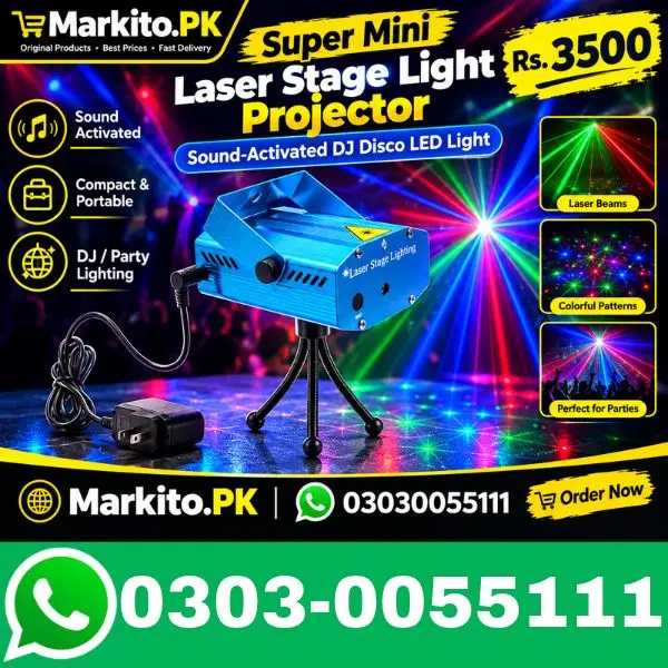 Super Mini Laser Stage Light Projector (Sound-Activated DJ Disco LED Light