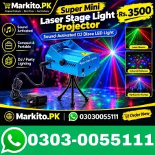 Super Mini Laser Stage Light Projector (Sound-Activated DJ Disco LED Light