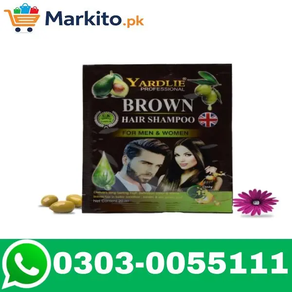 Yardlie Brown Hair Color Shampoo UK Based Formula Sachet 20ML